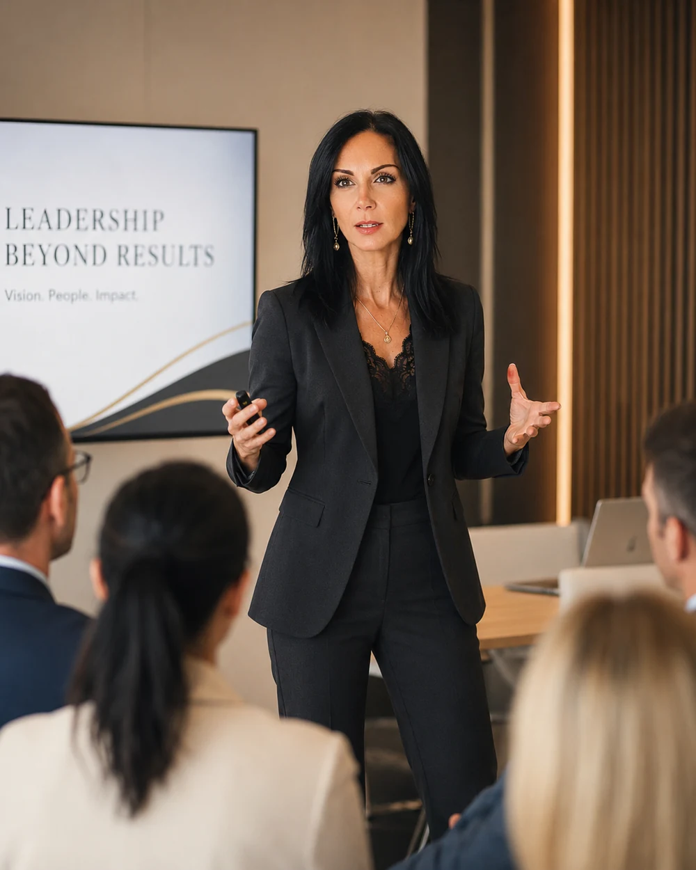 Eleonora Pizzutti durante uno speech e una sessione di formazione manageriale